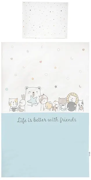 Set dormitor cu 5 piese Lorelli - Cosy, Happy Friends, albastru