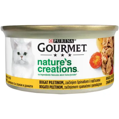 GOURMET Nature's Creations, File Pui si Spanac, 85 g