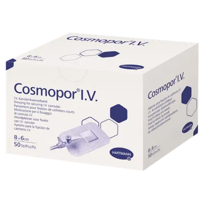 Plasturi sterili pentru fixarea branulelor Cosmopor I.V., 8 x 6 cm, Hartmann | 50 bucati