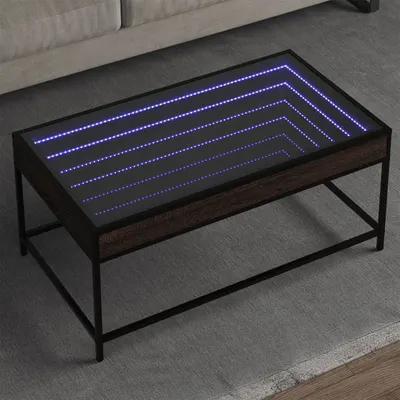 Gossi masuta de cafea cu led infinity, stejar maro, 90x50x41cm