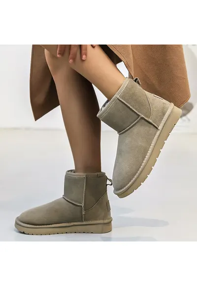 Ghete taupe din piele naturala JB1967 111 16116 - Maro deschis
