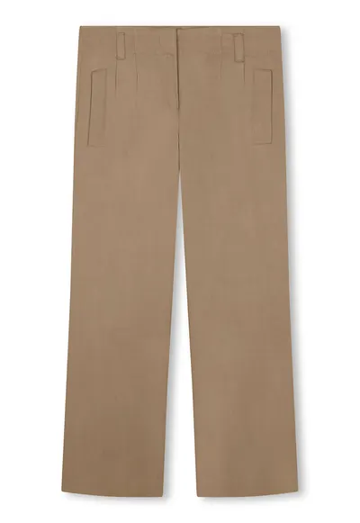 Pantaloni din amestec de bumbac cu croiala ampla - Maro scortisoara