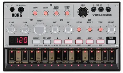 Sintetizator analogic de bas Korg - Volca Bass, Portabil, negru/gri