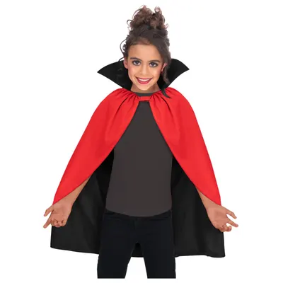 Pelerină reversibilă, Halloween, cu guler, pentru copii, culoarea negru-roșu, one size