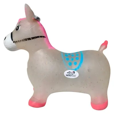 Calut de sarit gonflabil Novokids Jumping Donkey, cu sunete si lumini 55x50x25 cm rosugri