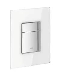 Placa de actionare Grohe Skate Cosmopolitan 38845LS0, dubla actionare, 156 x 197 mm, reversibila, sticla, Alb / Crom
