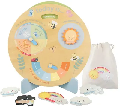 Jucărie din lemn Orange Tree Toys - Ceas meteo educațional
