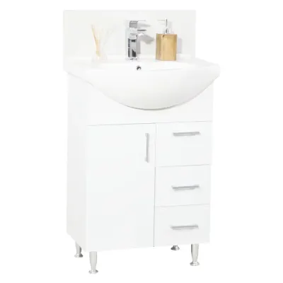Set Baza si Lavoar seria 005, cu sertare, eco, 55 cm, alb