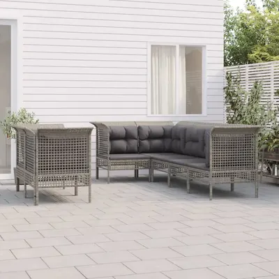 Gossi set mobilier de gradina cu perne, 7 piese, gri, poliratan