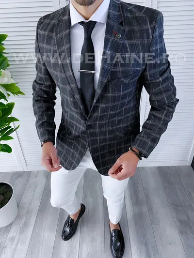 Sacou barbati in carouri slim fit B4243 20-4.3