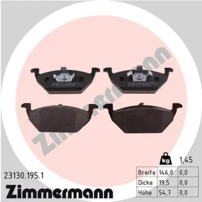 Set placute frana, frana disc ZIMMERMANN 23130.195.1