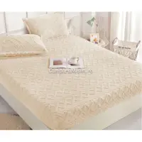 Cearsaf cu elastic COCOLINO, 180x200x25cm, 2 fete de perne, Jojo Home, model Tricotat, Crem
