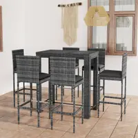 Gossi set mobilier bar de gradina cu perne, 7 piese, gri, poliratan