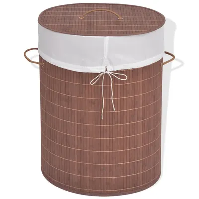 Gossi cos de rufe din bambus, oval, maro