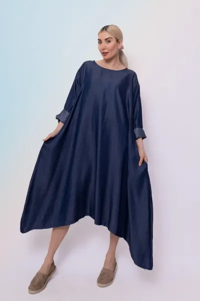 Rochie imitatie denim asimetrica