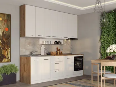 Set Mobila Bucatarie alba cu lemn Echo - 2 - 263.2 cm