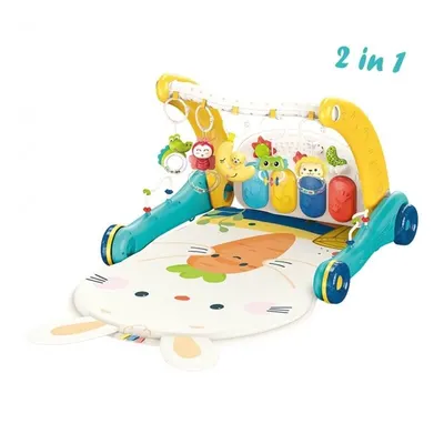 Antemergator si saltea de joaca, 2 in 1, Bebe Stars, Cu muzica si lumini, Piano Rabbit