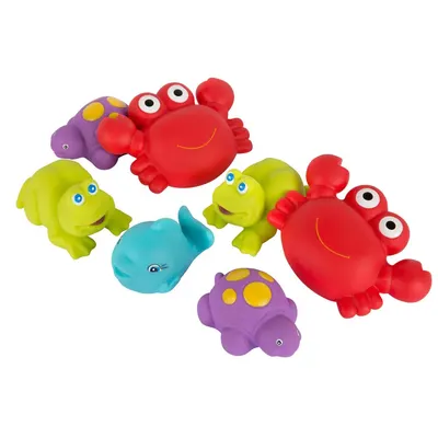 Jucarie bebelusi baietei set cu 7 animale pentru baie PlayGro