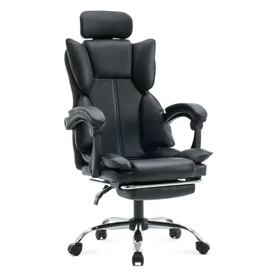 Scaun de birou tapiterie piele eco si suport de picioare OFF 4151 negru
