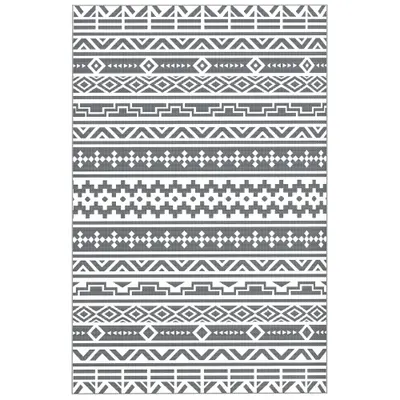 Outsunny Covor Reversibil de Exterior Impermeabil, din Paie de Plastic, 182x274 cm, Gri Închis și Alb | Aosom Romania