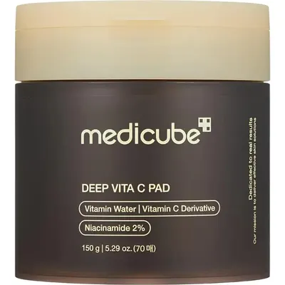 Medicube Deep Vita C Pad, dischete tonice cu vitamina C pentru ten luminos, 70 bucăți