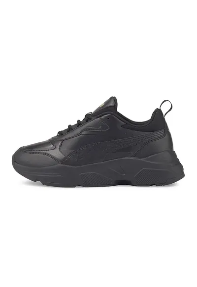 Pantofi sport low-top de piele ecologica Cassia - Auriu/Negru