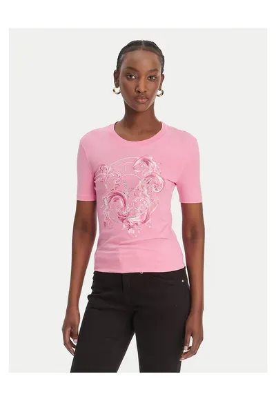 Tricou dama - slim fit - roz - bumbac/elastan