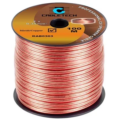 Cablu transparent pentru difuzor, cupru, 2 x 0.35 mm2 rola 100m KAB0303