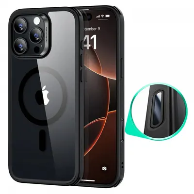 Husa MagSafe pentru Apple iPhone 16 Pro Max, ESR, Classic Hybrid Slide, Neagra Transparenta