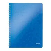 Caiet de birou Leitz WOW, PP, A4, cu spira, matematica, albastru metalizat