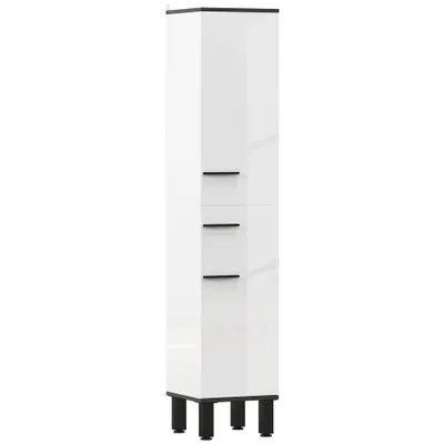 HOMCOM Dulap Înalt de Baie cu Sertar 2 Uși și Rafturi Ajustabile Mobilier Auxiliar de Baie Antirăsturnare 34x32x170 cm Alb | Aosom Romania
