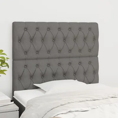 vidaXL Tăblie de pat gri închis 90x7x118/128 cm, material textil
