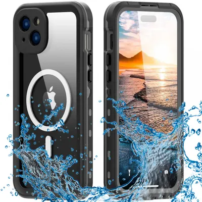 Husa Waterproof MagSafe pentru Apple iPhone 15 Plus, ShellBox, Neagra