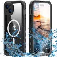 Husa Waterproof MagSafe pentru Apple iPhone 15 Plus, ShellBox, Neagra