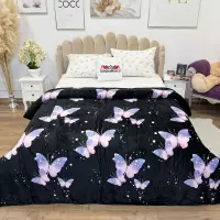 Patura pufoasa cocolino 200x230cm, 240g/mp, Negru, Fluturi