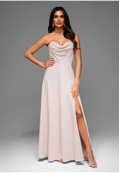 Rochie de seara Maxi LA-OM-DLR042 - Bej