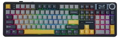 Tastatură mecanică Aula - F108 PRO, wireless, Volcanic Switch, RGB, negru/gri/galbenă