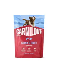 Hrană pui câine CARNILOVE Active Dog Salmon & Turkey Puppies 1,5 kg somon și curcan