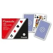 Set 2 pachete carti de joc Canasta, cu value points, in cutie rosie
