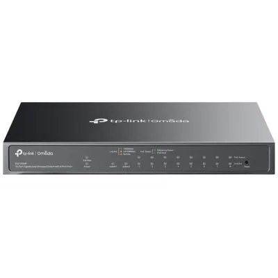 Switch Tp-Link Omada ES210GMP, 10 porturi, 8 xPoE+ RJ45, 123W, cu management, VLAN