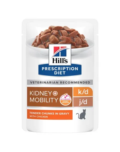 HILL'S Prescription Diet k/d + Mobility cu pui 12 x 85 g plicuri hrana pisici
