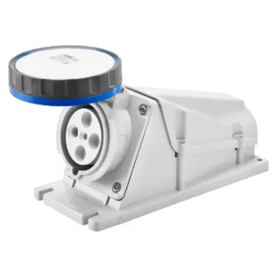 Priza industriala aparenta 90° - IP67 - 3P+E 63A 200-250V 50/60HZ - BLUE - 9H - Strangere cu surub