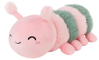 Jucărie de pluș Amek Toys - Omidă, roz, 10 cm