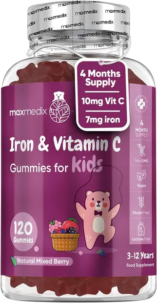 Iron & Vitamin C Gummies for Kids, 120 tablete de jeleu, Weight World
