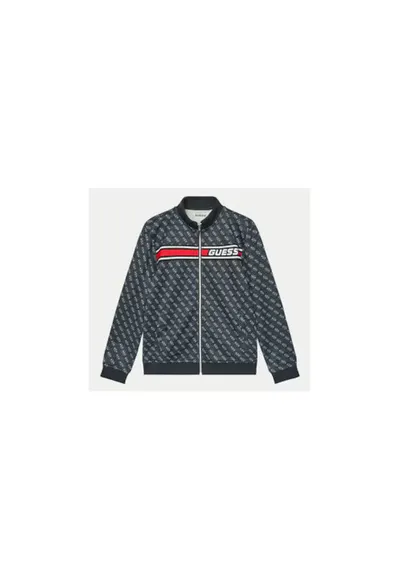 Bluza sport cu fermoar si imprimeu monogram