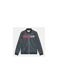 Bluza sport cu fermoar si imprimeu monogram