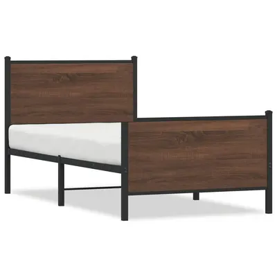 Gossi cadru pat metalic tablie cap/picioare, stejar maro 100x190cm