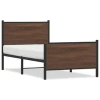 Gossi cadru pat metalic tablie cap/picioare, stejar maro 100x190cm