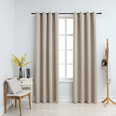 vidaXL Draperii opace cu inele metalice, 2 buc., bej, 140 x 245 cm