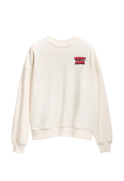 Bluza de trening cu imprimeu cu Mickey Mouse - Albastru prafuit/Roz pastel/Crem